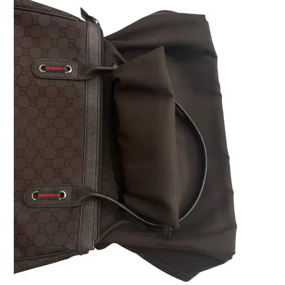 GUCCI Princy Sherry Line GG Canvas Brown Leather Trim Handbag, Dust Bag EUC - Picture 10 of 14